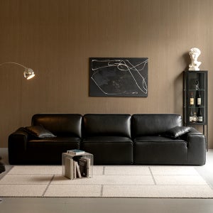 플래지어 예스우드 고르도 모던 천연 가죽 모듈형 소파 3인용