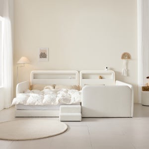 더베드캠프511 루미에르 패밀리침대 데이베드 패브릭 저상형 수유등 안전가드 슈퍼싱글 퀸