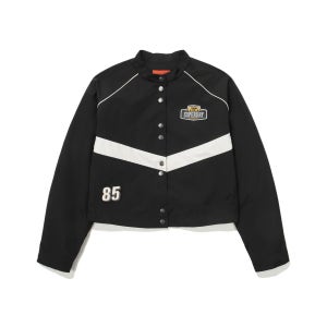 W 나일론 레이싱 크롭 자켓 블랙 SDFJWDO09BLK