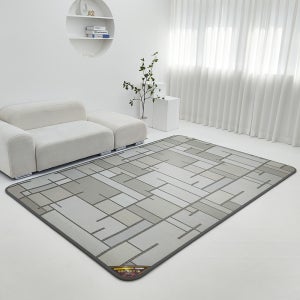 사계절구들장 전기장판 거실 난방 온열 카페트매트 모던체크 특대형 6인용 (270x183)