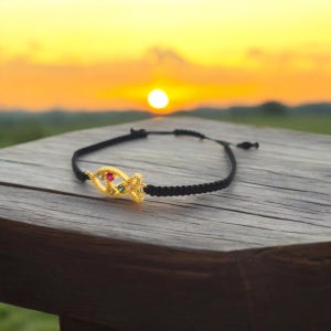 취업 합격 기원 수능 자식운 건강운 재물운 순금 오색 물고기 매듭 팔찌 3.75g