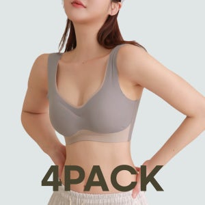 심리스 브라 4PACK 처진가슴 편한 노와이어 후크없는 여성 무봉제 노후크 브라렛 스포츠