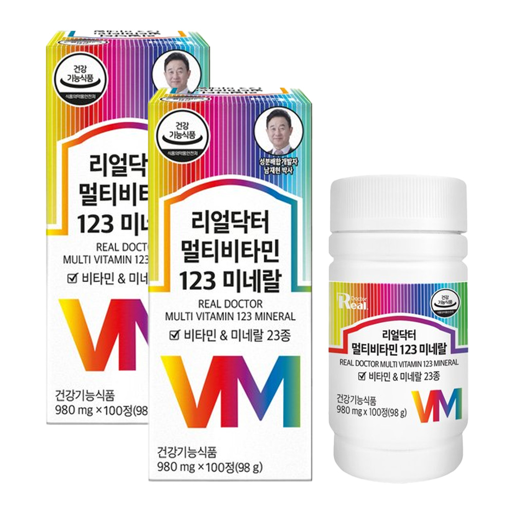 <b>리얼닥터</b> 멀티비타민 123 <b>미네랄</b> 980mg 100정, 2개