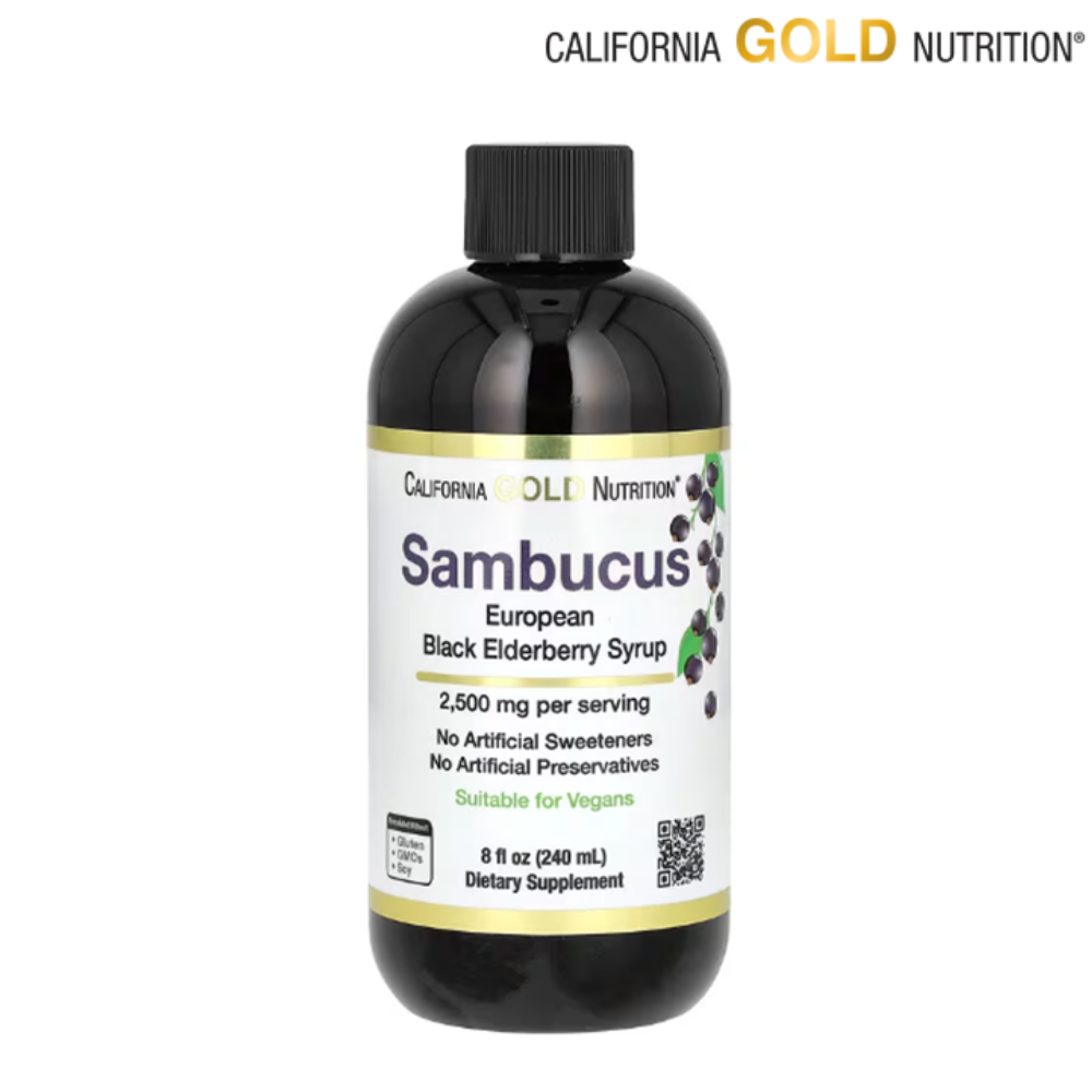 캘리포니아 <b>골드</b> 뉴트리션 Adult 삼부커스 유럽산 블랙 엘더<b>베리</b> 시럽 240ml