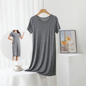 심플 디자인 데일리 반팔 원피스 라운드넥 봄 여름 가을 여성 기본원피스 베이직 홈웨어