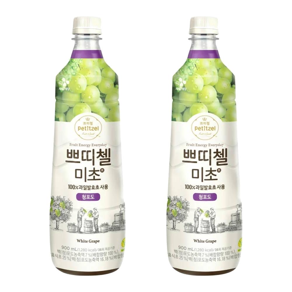 쁘띠첼 미초 청포도(900mlx2개) <b>CJ제일제당</b> 티타임 손님접대 회사 사무실 팬트리 탕비실 음료
