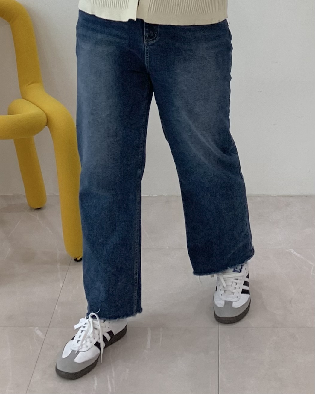 S-3XL 빅사이즈 허리밴딩일자청바지 워싱청바지