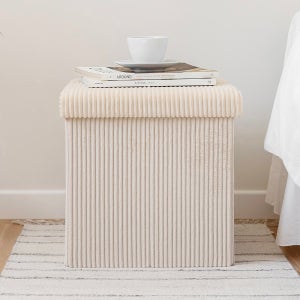 수납 스툴 의자 접이식 낮은 보조 의자 패브릭 사각