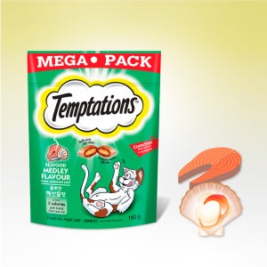 템테이션 메가 팩 고양이 간식 풍부한 해산물맛, 160g, 1개