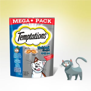 템테이션 메가 팩 고양이 간식 헤어볼 컨트롤, 130g, 1개