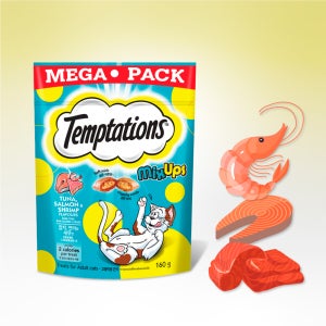 템테이션 메가 팩 고양이 간식 믹스업 참치+연어+새우, 160g, 1개