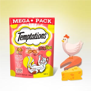 템테이션 메가 팩 고양이 간식 믹스업 닭고기+연어+체다치즈, 160g, 1개