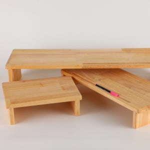 원목 맞춤제작 듀얼 모니터 받침대 거치대 선반 다이 받침