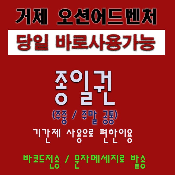 [당일사용] 소노캄 거제오션어드벤처 종일권 입장권 대/소인권 주중주말권 골드시즌내