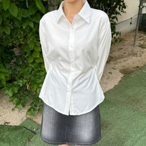 흰색셔츠 소라색셔츠 레이어드블라우스 면접 흰 블라우스