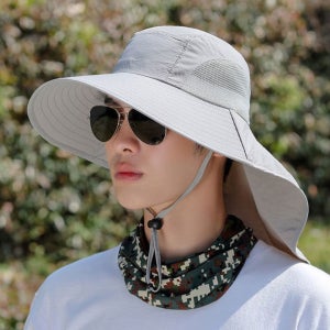 아웃도어 큰 챙모자 햇빛가림 챙넓은 모자 썬캡 그레이