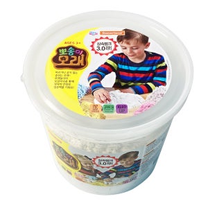 도너랜드 뽀송이 모래 단색 3L 낱개 1개 하양 화이트 대용량 클레이 찰흙 점토 슬라임 만들기 부자재료