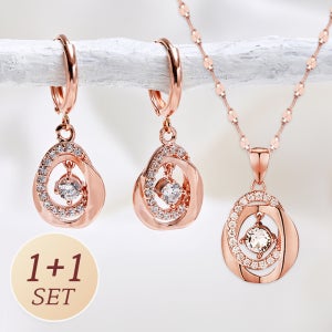 14K 18K 목걸이 귀걸이 1+1 세트 로즈골드 데일리 큐빅 비앙카 여자친구 금 목걸이 원터치 귀걸이 선물