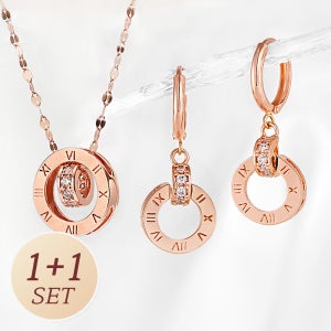 14K 18K 목걸이 귀걸이 1+1 세트 로즈골드 데일리 심플 로마 프레리 여자친구 금 목걸이 원터치 귀걸이 선물