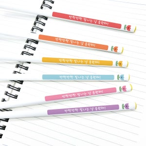 주문제작 화이트 2B 일러스트 각인연필 네임연필 36자루세트 단체선물