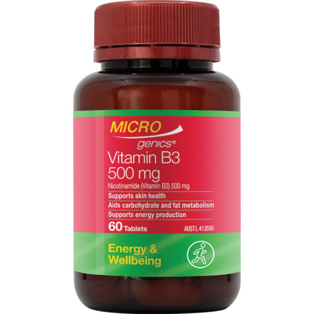 Microgenics 비타민 B3 500mg 60정 건강 영양 보충제 호주 내수용