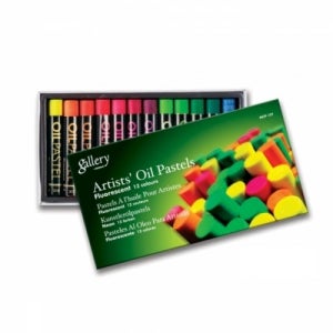 HGR 문교 갤러리 전문가 원형 오일파스텔 형광12색set