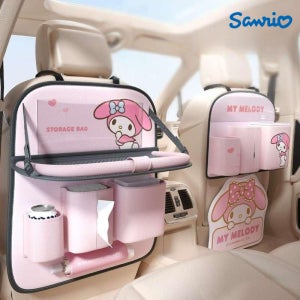 산리오 마이멜로디 자동차 뒷좌석 수납 포켓 테이블 킥매트 차량 트레이 자동차 실내 꾸미기