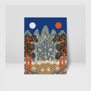 한국화 민화 풍수지리 왕의 그림 일월오봉도 DIY 민화 그림 그리기 세트 대형 특대형