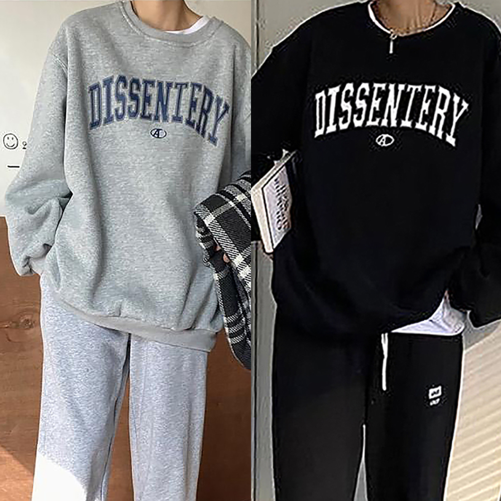남녀공용 맨투맨 그래픽 레터링 포인트 편한 여성 스웨트셔츠 봄 가을 겨울 회색 검정색