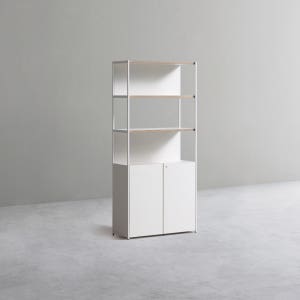 데스커 800폭 철제책장 수납형(잠금장치형) 800x1738x320mm, 5단, 화이트