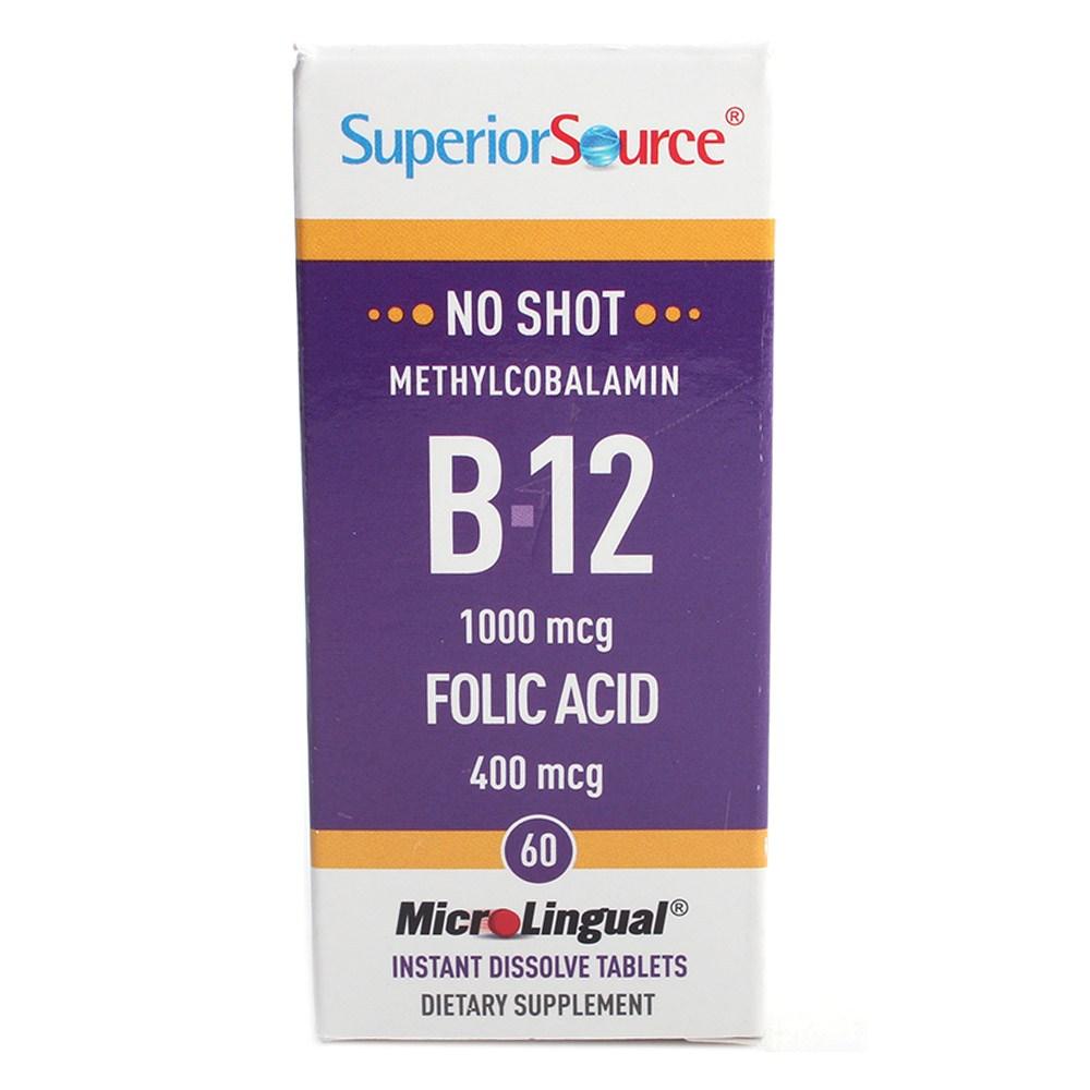 슈페리어소스 샷 <b>애시드</b> <b>메틸코발라민</b> B 12 1000mcg 노 <b>폴릭</b> <b>400</b>mcg 60개입 60개