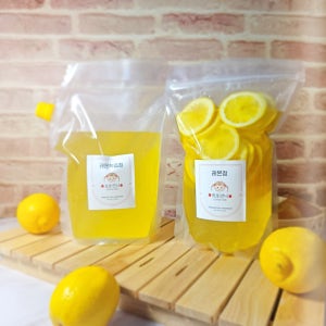 레몬청 슬라이스 착즙 1kg 세트 수제청 파우치 과일청 대용량 카페 차 에이드