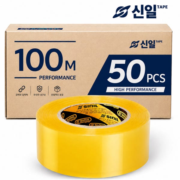 박스테이프 투명 경포장 100M 50개 고점착 OPP 택배 포장용 대용량