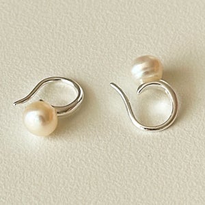 실버925 담수 진주 고리 귀걸이 후크 링