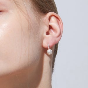 [스톤헨지] 실버 진주 큐빅 귀걸이 SC1671