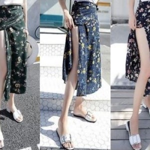 랩롱스커트 쉬폰 랩스커트 휴양지 치마 바캉스 신혼여행 해변