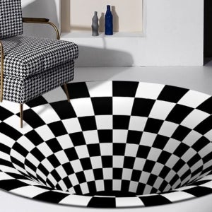 싱크홀 매트 착시 매트 3D 입체 트릭 체크 러그 강아지 고양이 SNS 함정 놀이 카페트