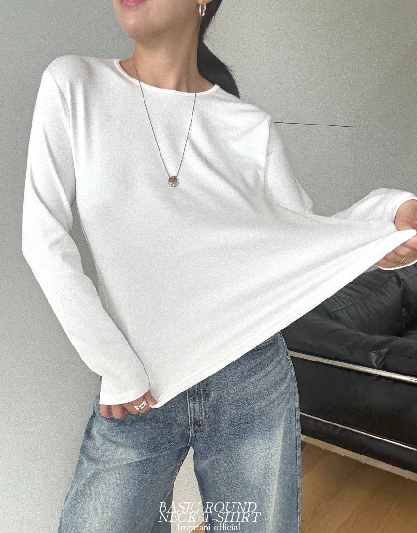 (모찌 쫀쫀티)<b>베이직</b> 라운드넥 긴팔티셔츠