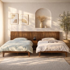 라이든 부부 트윈침대 호텔 안방 원목침대 LED조명 호텔식 분리 슈퍼싱글침대2개