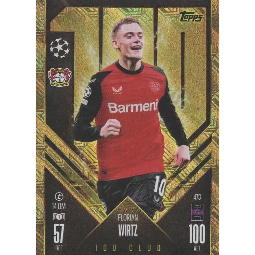 매치 Attax 2024 2025 Florian Wirtz 100 클럽 트레이딩 카드