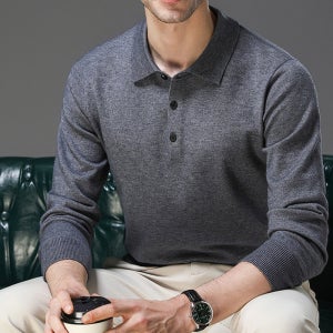 남자 카라 긴팔 니트 울 티셔츠 단추 세미정장 캐주얼 단정한 가을 간절기 직장인룩