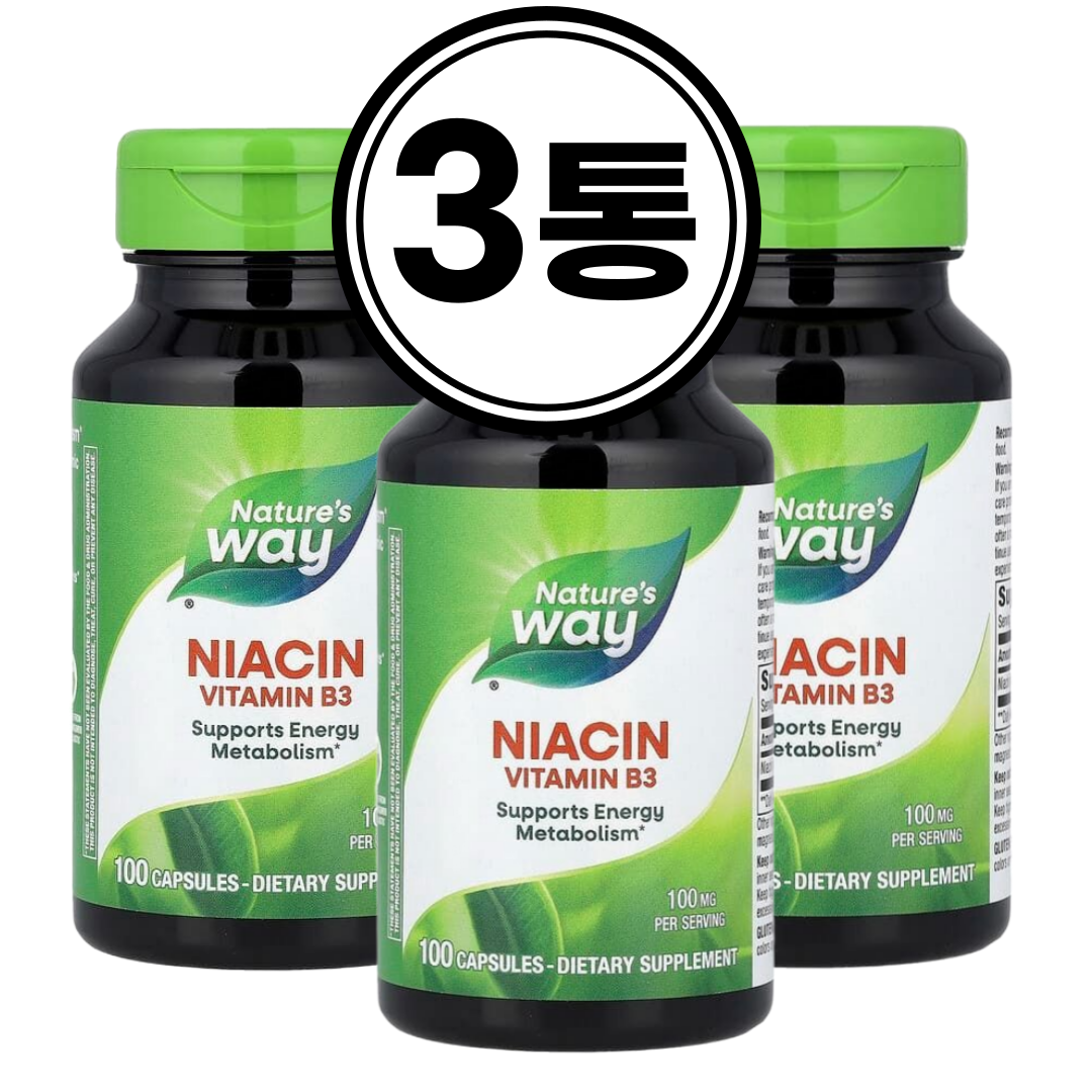 (3병) 네이처스웨이 니아신 나이아신 비타민B3 Niacin 100 mg 100캡슐