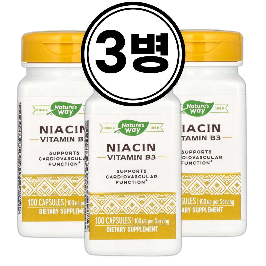 (3병) 네이처스웨이 니아신 나이아신 비타민B3 Niacin 100 mg 100캡슐