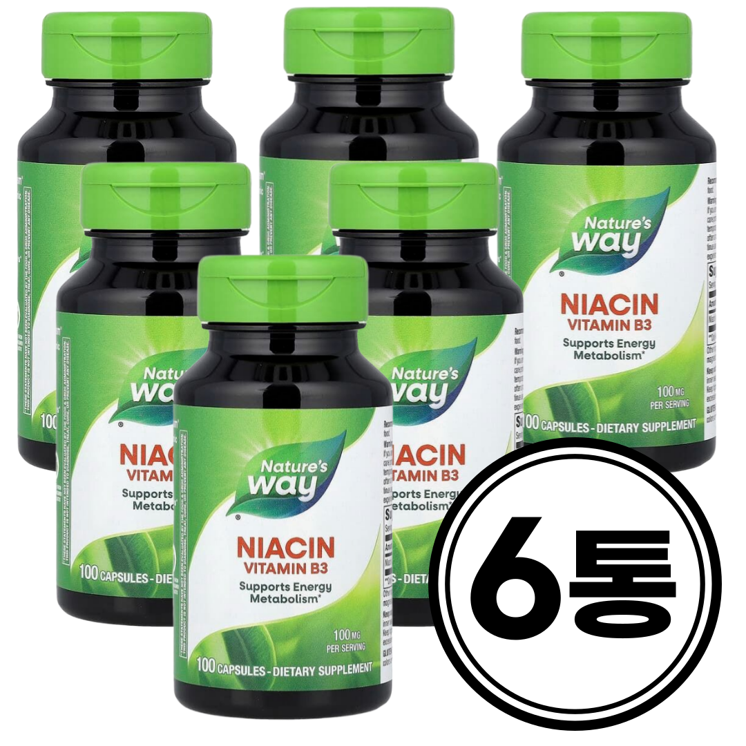 (6병) 네이처스웨이 니아신 나이아신 비타민B3 Niacin 100 mg 100캡슐