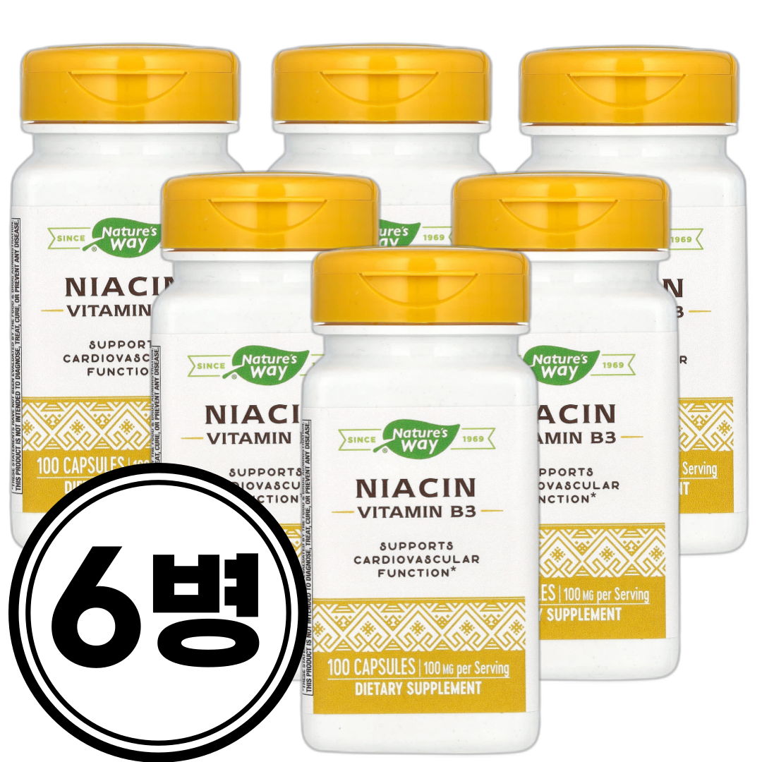 (6병) 네이처스웨이 니아신 나이아신 비타민B3 Niacin 100 mg 100캡슐