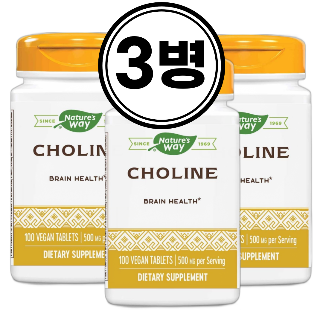 (3병) <b>네이처스웨이</b> 콜린 브레인<b>헬스</b> 이노시톨 500mg 비건 100정