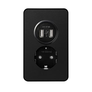제일전기 디아트플러스 메탈블랙 USB 2포트+콘센트 1구