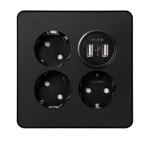 제일전기 디아트플러스 메탈블랙 USB 2포트+콘센트 3구