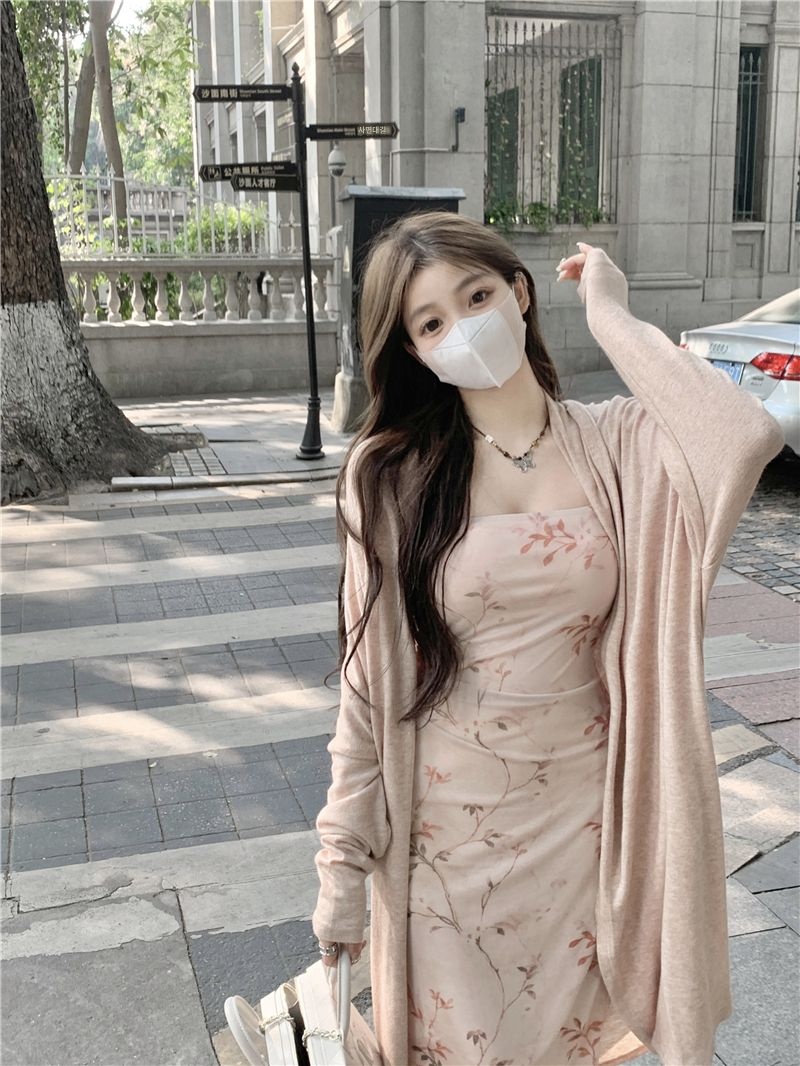 루즈핏 긴팔 세트 여름 원피스 아우터 차단 플라워 자외선