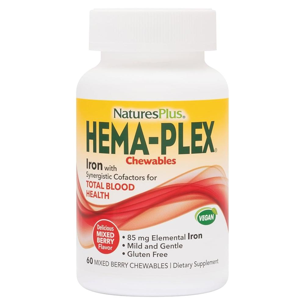 네이쳐스플러스 <b>헤마</b><b>플렉스</b> 철분 85mg 멀티비타민 함유 혼합베리맛 <b>60츄어블정</b>